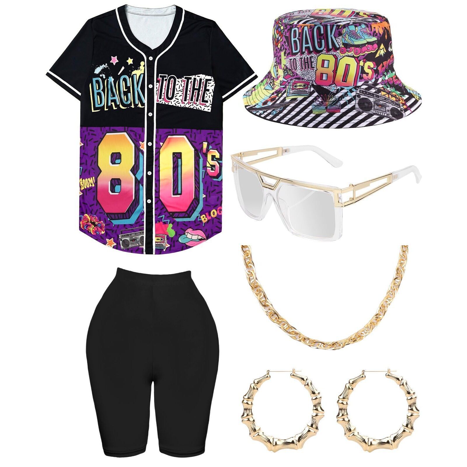 3465 80s 90s Outfit For Women, Unisex Hip Hop Costume Baseball